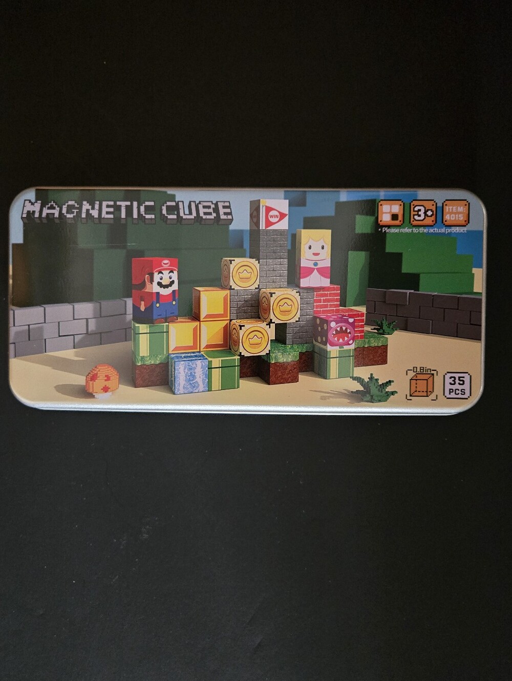 Mini Magnetic Cube Building Toy Tin - 35 Pieces - Great Stocking Stuffer Idea
